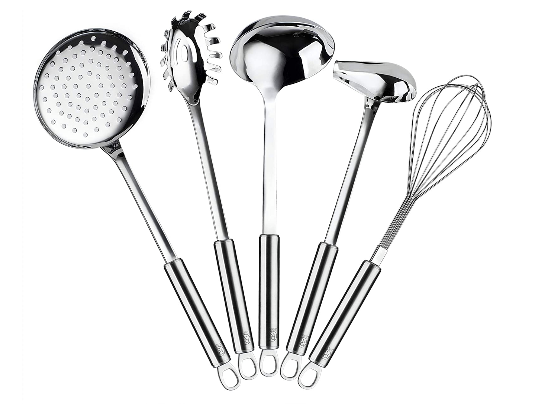304 Stainless Steel Kitchen Utensils Set - 8 PCS All Metal Cooking Tools  with Spatula, Solid Spoon, Slotted Spoon, Ladle, Skimmer Slotted Spoon