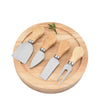 RJ Legend Round Wooden Cheese Board and Knife Set, 5-Piece Charcuterie Platter